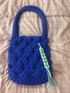Blue Crocheted Bag