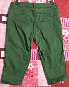 Green Women Shorts Half Pant