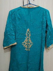 Sea Green, embroided, combination of cream