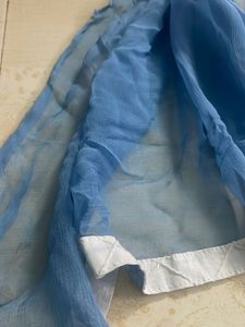 White N Blue Chiffon Big Stole