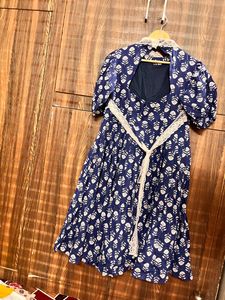 Blue &amp; White Floral Print Dress