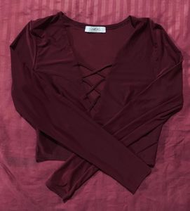 Burgundy Long Sleeve Top