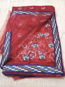 💥🆕️ Bridal Maroon Net Saree