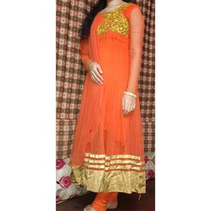 Gown With Dupatta And Pant