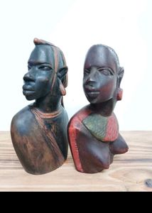 Old Handcarved Wooden African Couples.