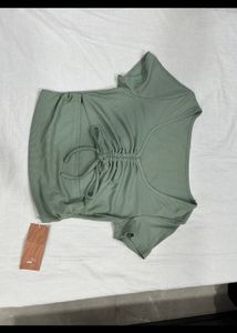 Summer Cut Out Fancy Top With Drawstrings