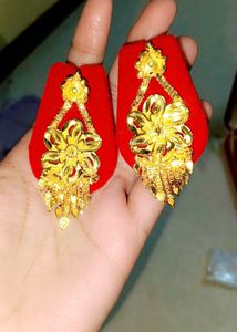 1 gram Elegant Gold Floral Drop Earrings