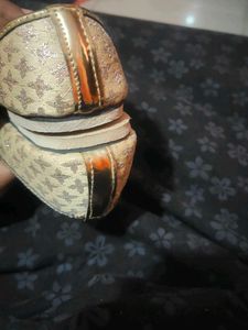 Kids Beige  Shiny Gold Patterned Party  Shoes