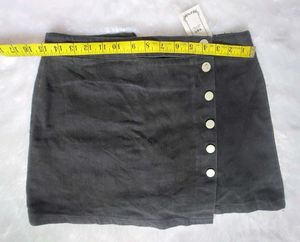 Button Denim Mini Skirt