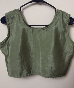 Elegant Green Crop top and skirt with overcoat Set