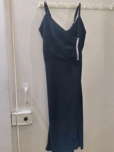 Sleek Black Midi Slip Dress