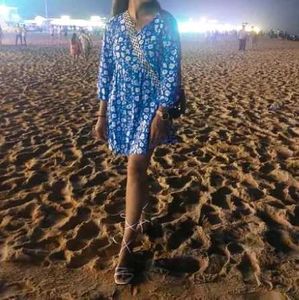 Blue Floral Print Dress