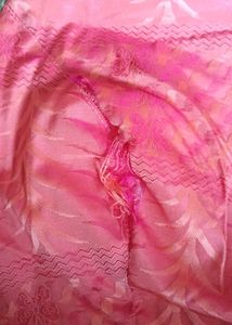 Pink Floral Saree with Gold Border