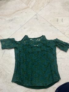 Bottle Green lace Top
