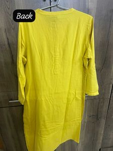 W - Yellow Linen Kurta