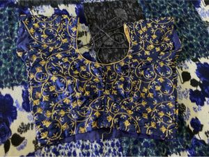 Embroidered Navy Blouse