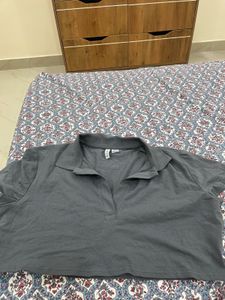 H&M Gray Polo Crop Top