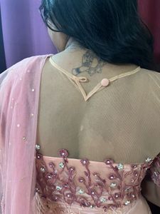 Peach Floral Embroidered Lehenga