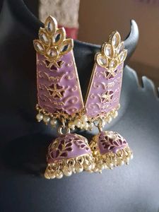 Lavender Jhumka Earrings