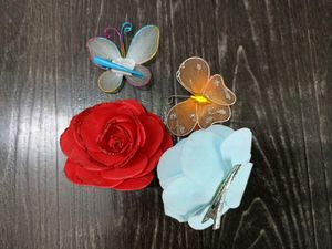 Rose and butterflies hair clip combo🥳😊😊