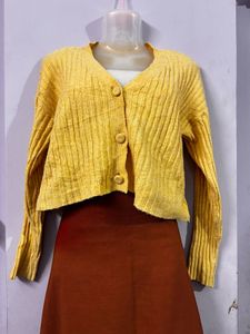 Yellow Knit Cardigan