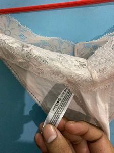 branded Lace Trim Thong