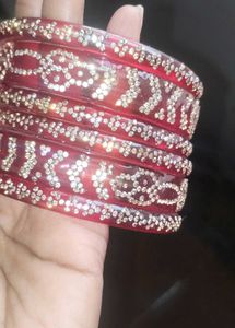 Red &amp; Silver Bangle Set
