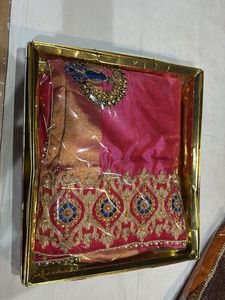 Elegant Pink Embroidered Saree