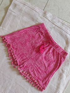 Pink Floral Pom-Pom Shorts