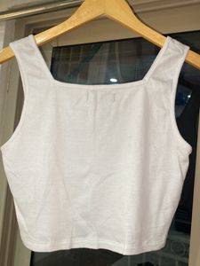 White Ribbed Croptop Women