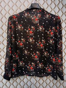 New With Tag Korean Vintage Black Floral Top