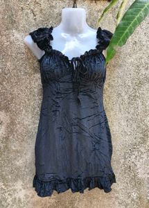 14121. Black Velvet Mini Dress