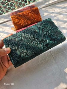 Floral Embossed Leather Wallet
