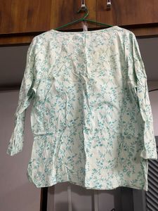 Floral Print Green and blue Tops -2