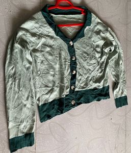 stylish Two-Tone Button-Up Cardigan/Shrug