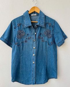 Denim Ribbon Work Shirt