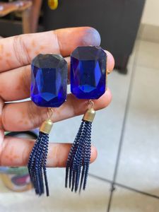 Statement Blue Tassel Earrings