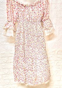 Mini Floral Off Shoulder Blue Dress Fixed Price