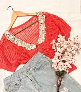 Pinterest Cottagecore Orange Crochet Top B