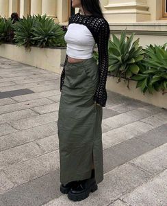 DARK  OLIVE  DENIM  SKIRT