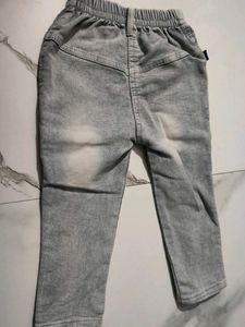 Grey Button Accent Jeans