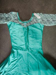 Elegant Green Anarkali Style Long Gown
