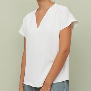 H&M Women White Solid V-Neck Blouse