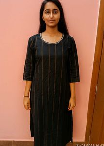 New Unused Xl Zari Stiped Black Kurta