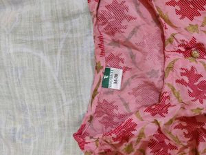 Pink Floral Sleeveless Kurta
