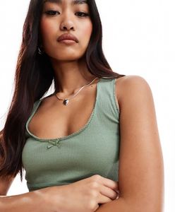 Sage Green Ribbed Crop Tank