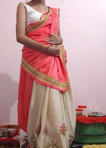 Two Color Lehnga Choli Type Saree