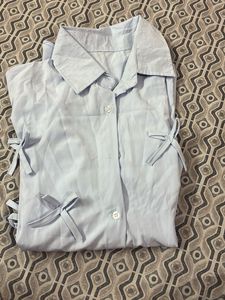 Blue Tie-Sleeve Shirt