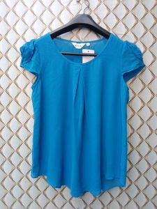 New With Tag Pinterest Vintage Blue Puff Top