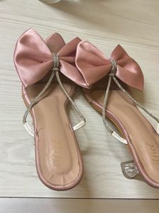 Pink Bow Heel Sandals